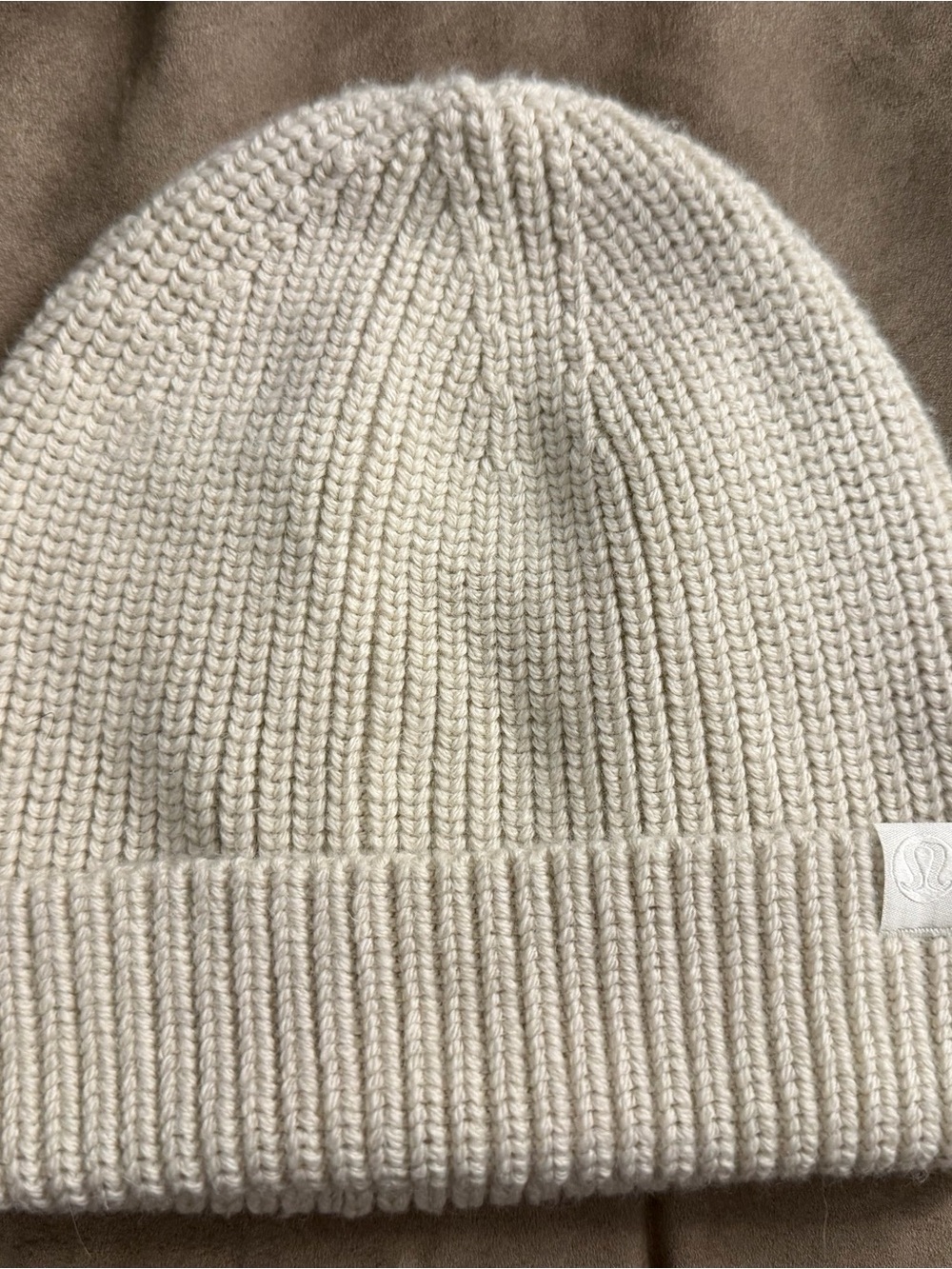 lululemon athletica Cream Ribbed Knit Beanie
